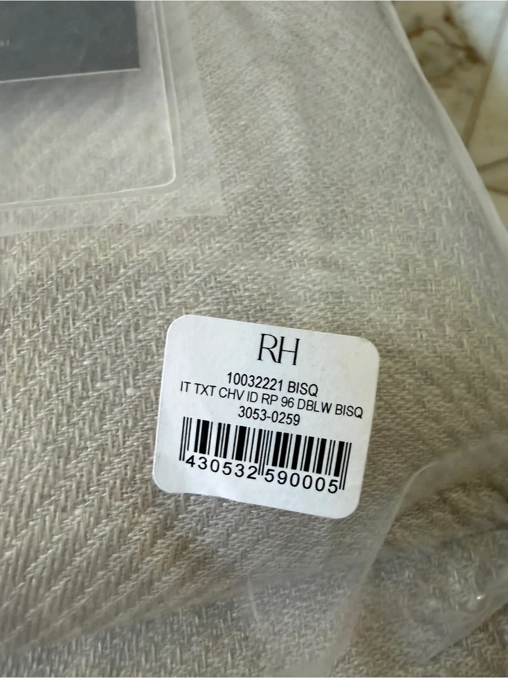 RH Textured Chevron Drapery Panel 100x96”L